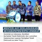 Menteri AHY Deklarasikan 46 Kabupaten/Kota Lengkap, Serentak Serahkan Sertifikat Elektronik, Dan Luncurkan Implementasi Layanan Sertifikat Tanah Elektronik Se-Jawa Timur